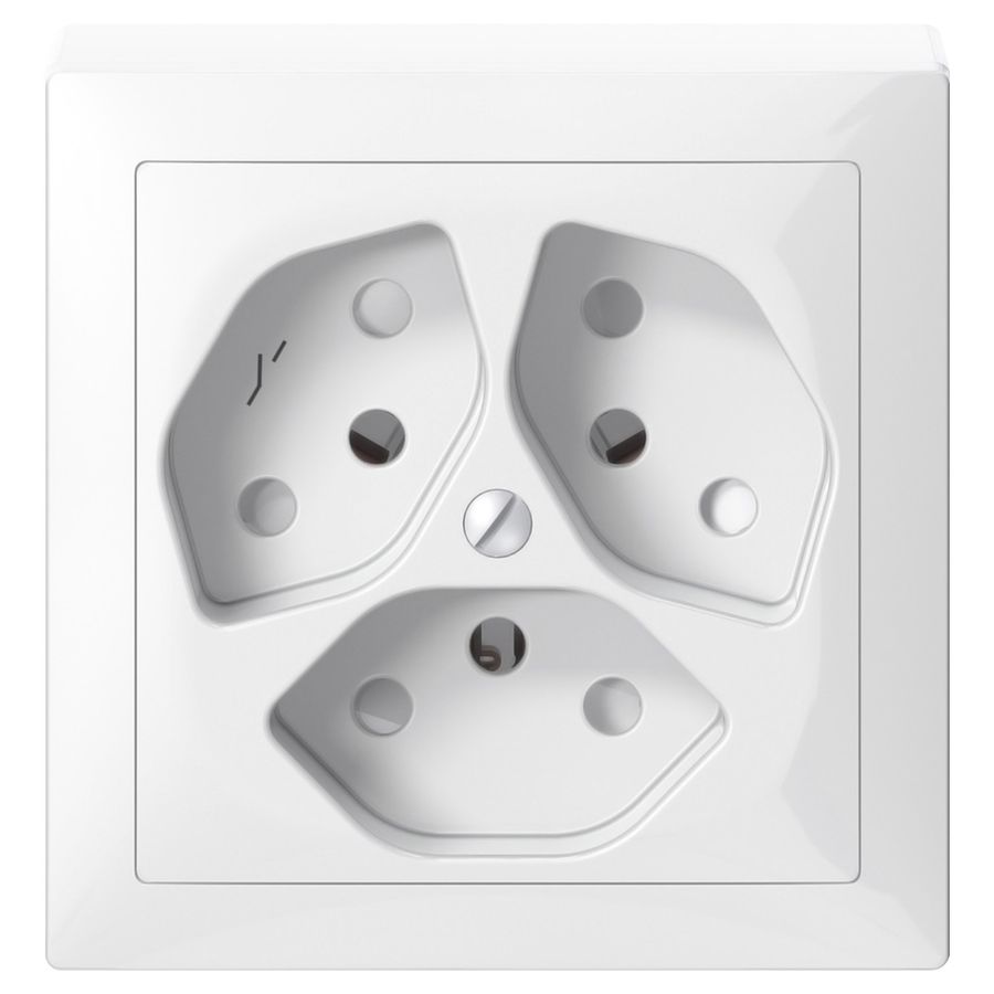 AP-Steckdose SIDUS 3×T13/1 weiss glänzend mit shutter