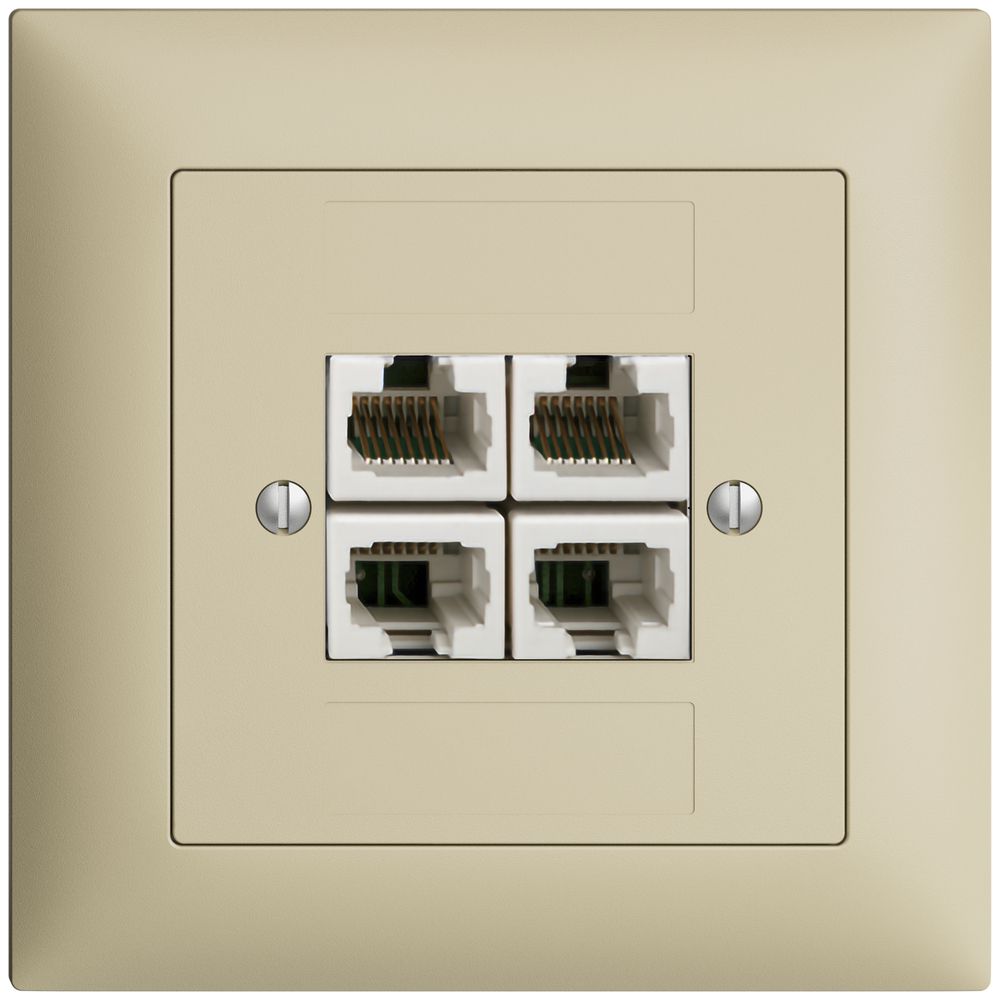 UP-Dose 4×RJ45/u 4P getr. EDIZIOdue vanille, ITplus