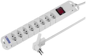 Steckdosenleiste STEBA VARIABL 8×T13 mit Kabel 3m T12 Flach, 10A 230V IP20 weiss
