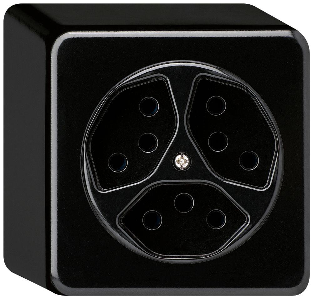 Presa AP basico 3×tipo 13 nero h=54mm