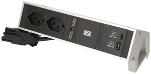 Tischsteckdosenleiste BACHMANN DESK 2 2×T13 1×USB-A 18W 1×USB-C PD 22W 0.2m