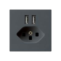 Steckdose 2×USB & T23 kallysto A 2400mA anthrazit