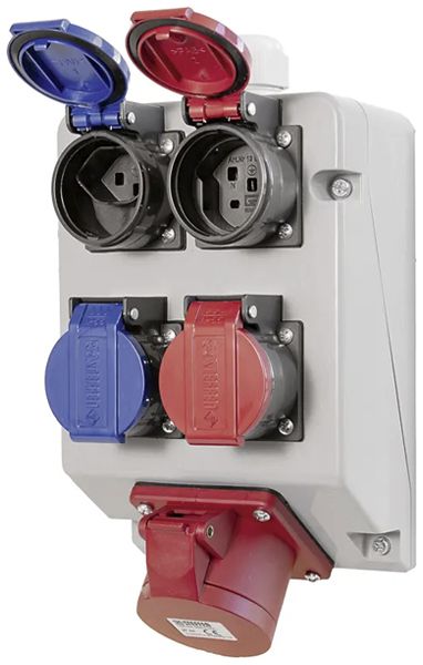 Stromverteiler A. Steffen 1×CEE 16A 5p 400V 2×T23 2×T25 IP55