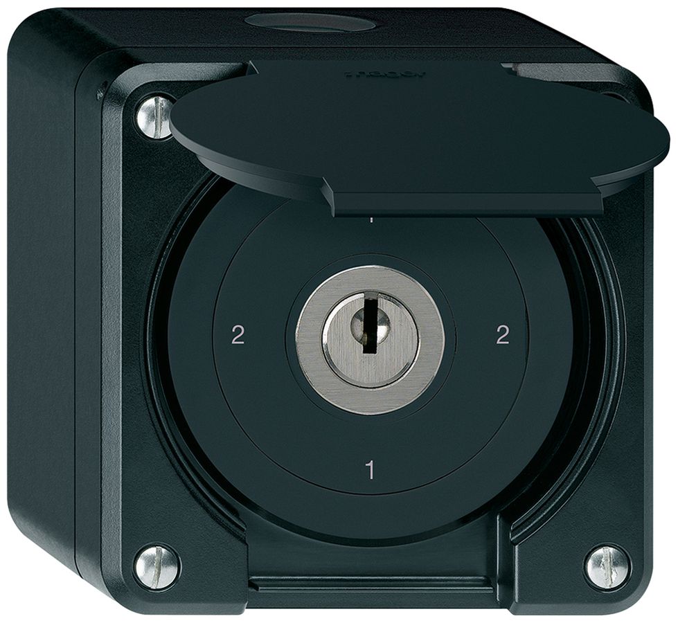 Interrupteur à clé AP avec clapet robusto IP55 S3/1P noir