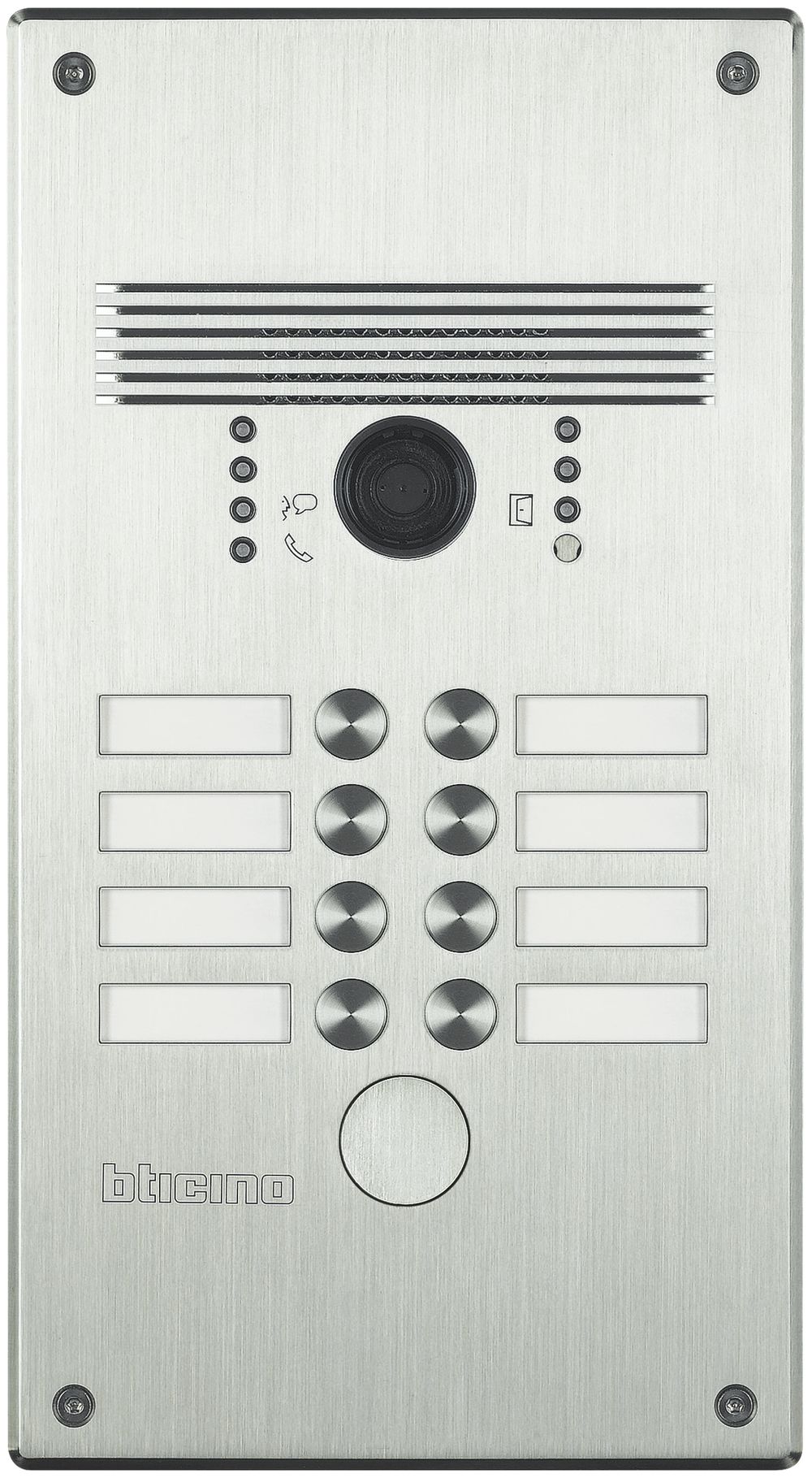 Interphone portier ENC avec vidéo Bticino 2×4 touches inox.