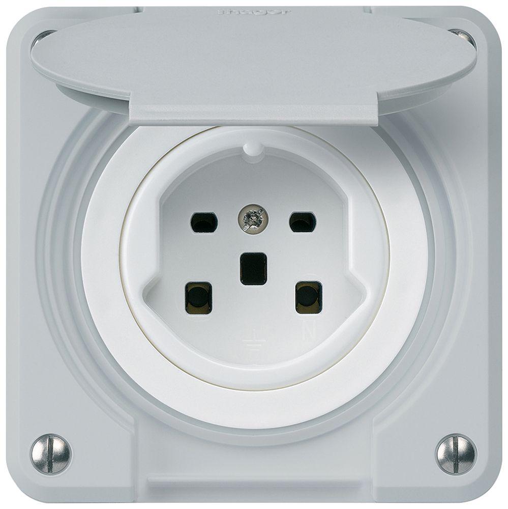 UP-Steckdose HA robusto Typ 25 mit Steckklemmen mit Klappdeckel grau