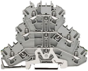 Borne 3 étages WAGO TopJob-S 2.5mm² PE/L/L gris série 2002