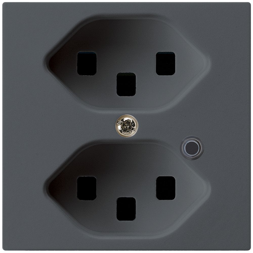 Steckdose Hager kallysto 2×T23 beleuchtet A anthrazit