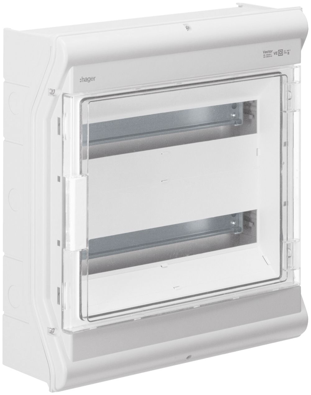 AP-Kleinverteiler Hager vector 2-reihig 18TE IP65 418×452×151mm