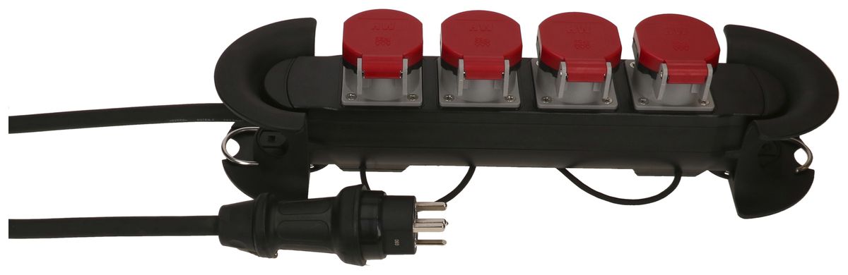 Prise multiple MAX HAURI Construct Line 5m 4×T25 IP55 90° schwarz