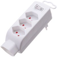 Abzweigstecker MH Safety Line 3+1×T13 m.Kippschalter 3×Front 1×unten weiss