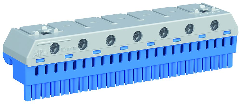 Bloc de bornes ABB ZK237B, 63A, 7×2.5…25mm²+23×1.5…4mm², bleu