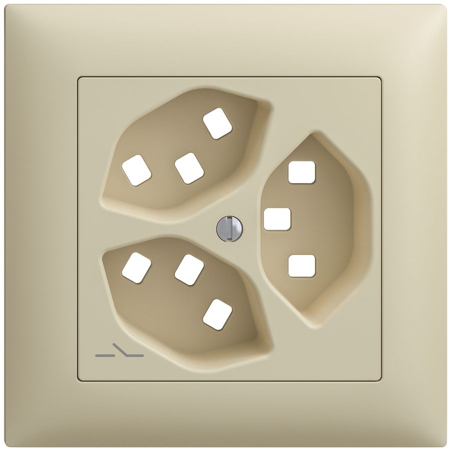 Kit montaggio INC Feller EDIZIOdue, per presa 3×T23 1×separato, vanille