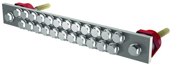 Barre compensation de potentiel Flury PA 21, inox A2, 2-rangs 240×30×6mm, 23×M6
