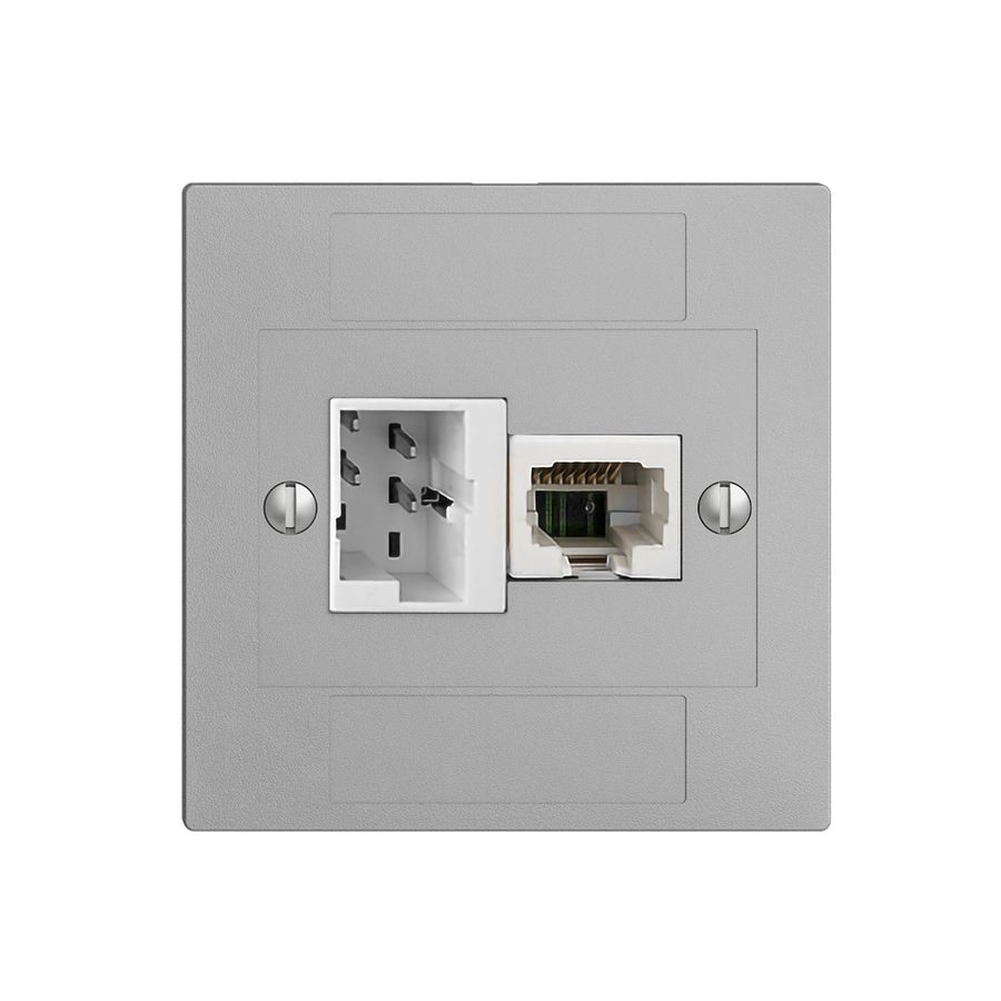 Scatola INC 1×TT,1×RJ45/u 4P EDIZIOdue ITplus ITM silver