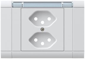 EB-Frontset kallysto, für EB-Steckdose 2×Typ 13, mit Bezeichnungsträger, weiss