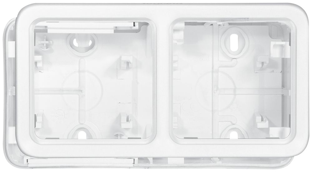 Boîtier AP PLEXO 1×2 blanc