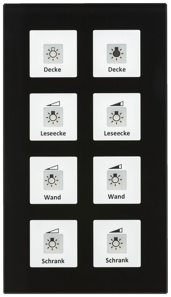 UP-Taster KNX MDT BE-GT08S.01 8T/8B LED Glas schwarz
