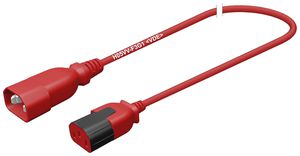 Câble d'appareil fiche C14 prise C13 3×1mm² 250VAC/10A rouge 2m