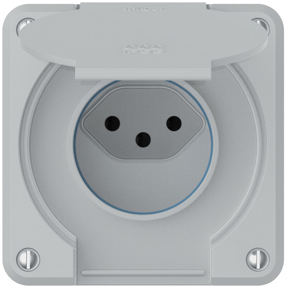 Presa robusto 1×tipo 13 IP55 grigio chiaro