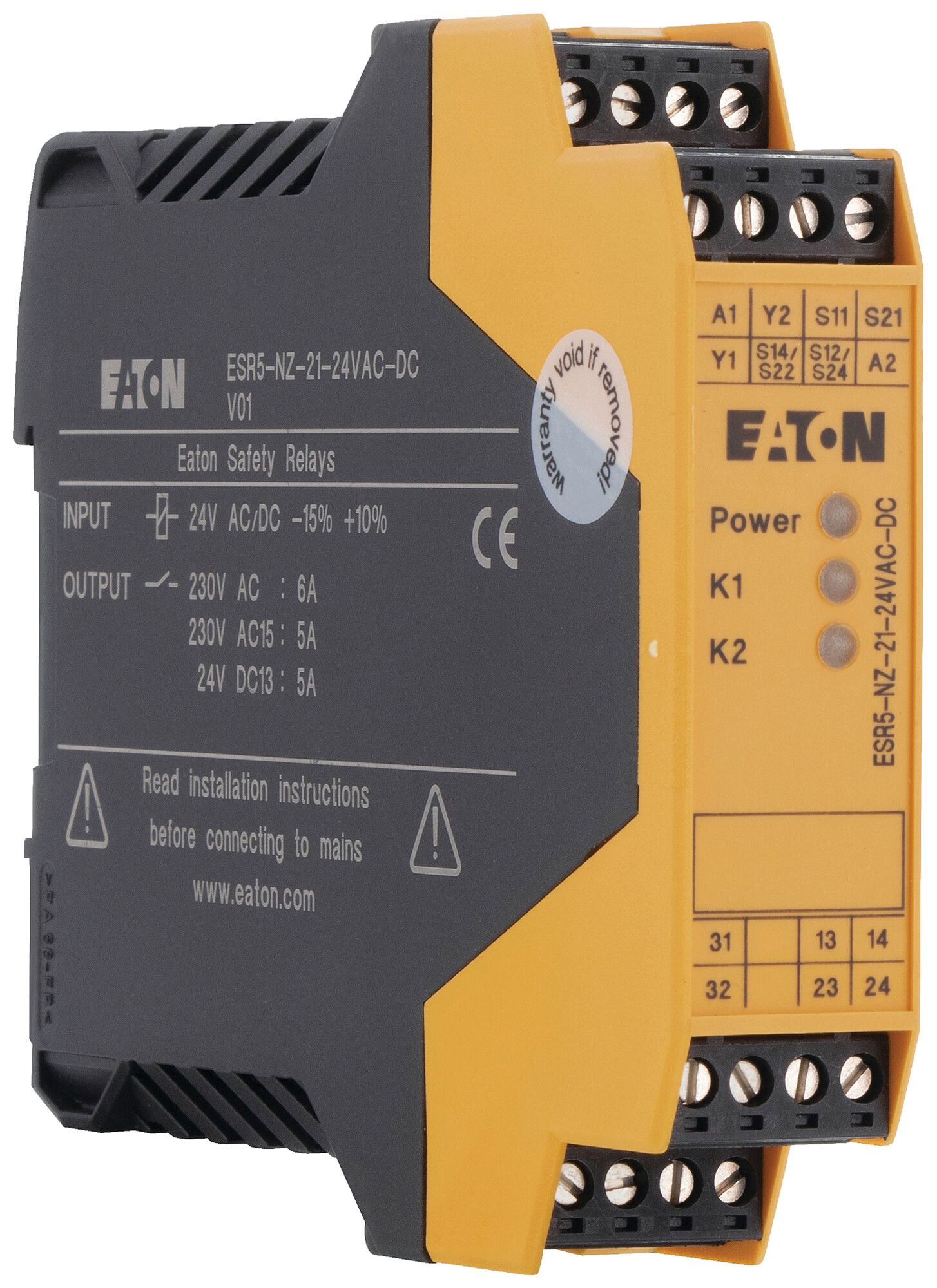 Relè di sicurezza INS Eaton ESR5-NZ-21-24VAC-DC raccor.a vite 5A 22.5×114.5mm