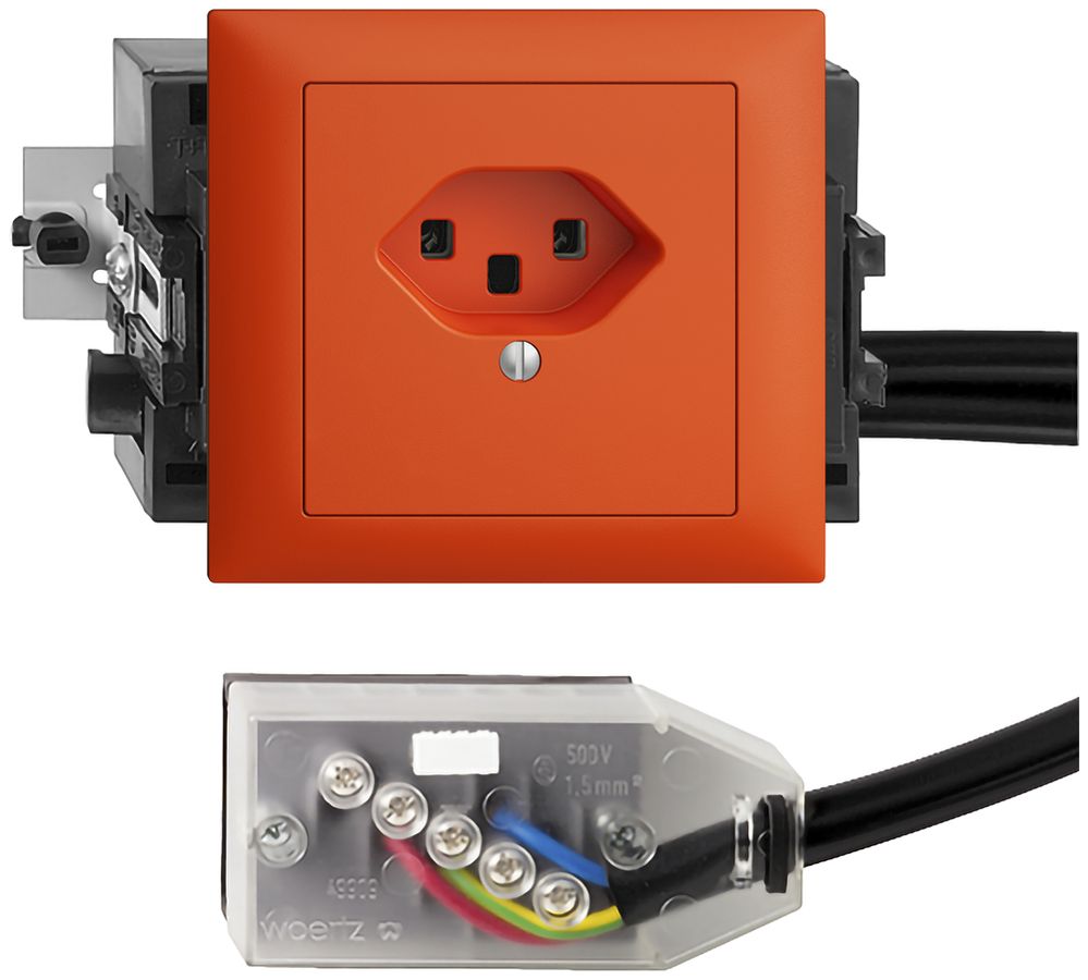 Prise INC EDIZIOdue T23 L2 orange 49…69mm pour câble plat Technofil