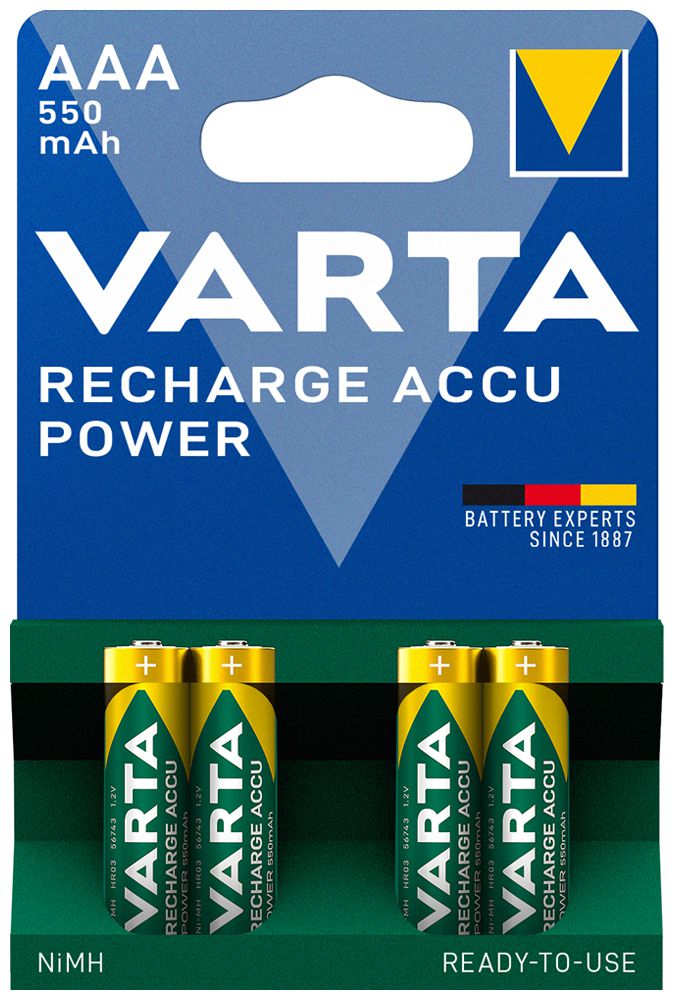 Accu VARTA Power NiMH HR03/AAA, 0.55Ah blister a 4 pezzi