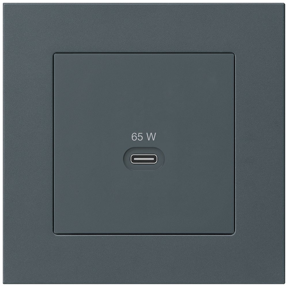 UP-USB-Ladesteckdose Hager kallysto.pro Typ C 65W 3250mA anthrazit