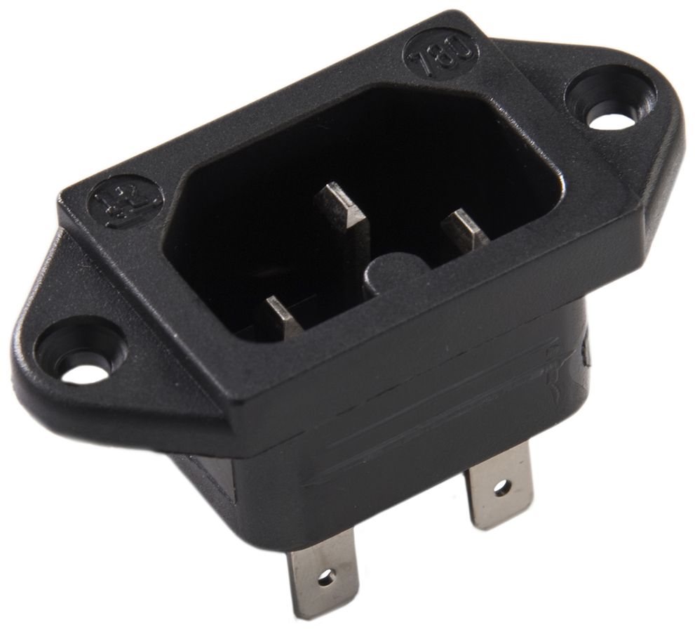 EB-Apparatestecker Typ C16 ELBRO 10A 230VAC max.120°C 6.3mm schwarz IP20