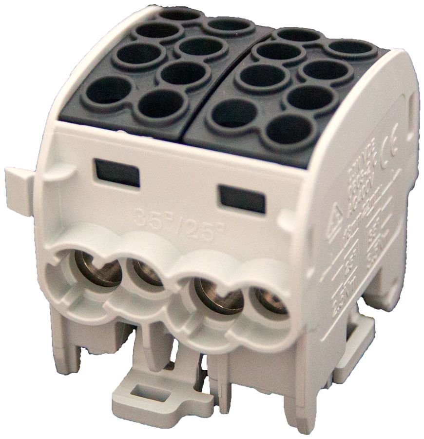 Verteilerblock Typ C 4×35/4×25mm² 125A CU schwarz