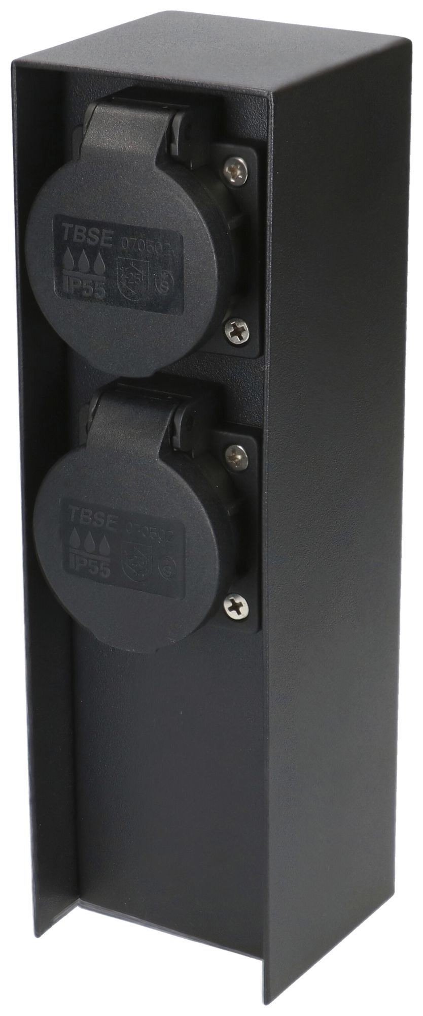 Gartensteckdosensäule MH 2×T13 10A rostfreier Stahl sz matt