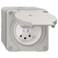 NAP-Steckdose NEVO, 2×T13, IP21, m.LED, lichtgrau