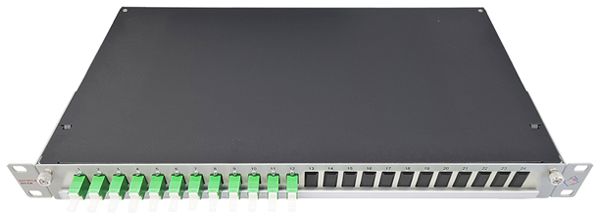 Coffret d'épissure 19" Dätwyler OV-CH 12×LSH/APC vert OS2 vertical 1UH argent