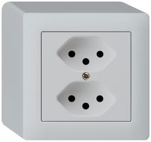Presa AP kallysto 2×T13 grigio chiaro con protezione bambini