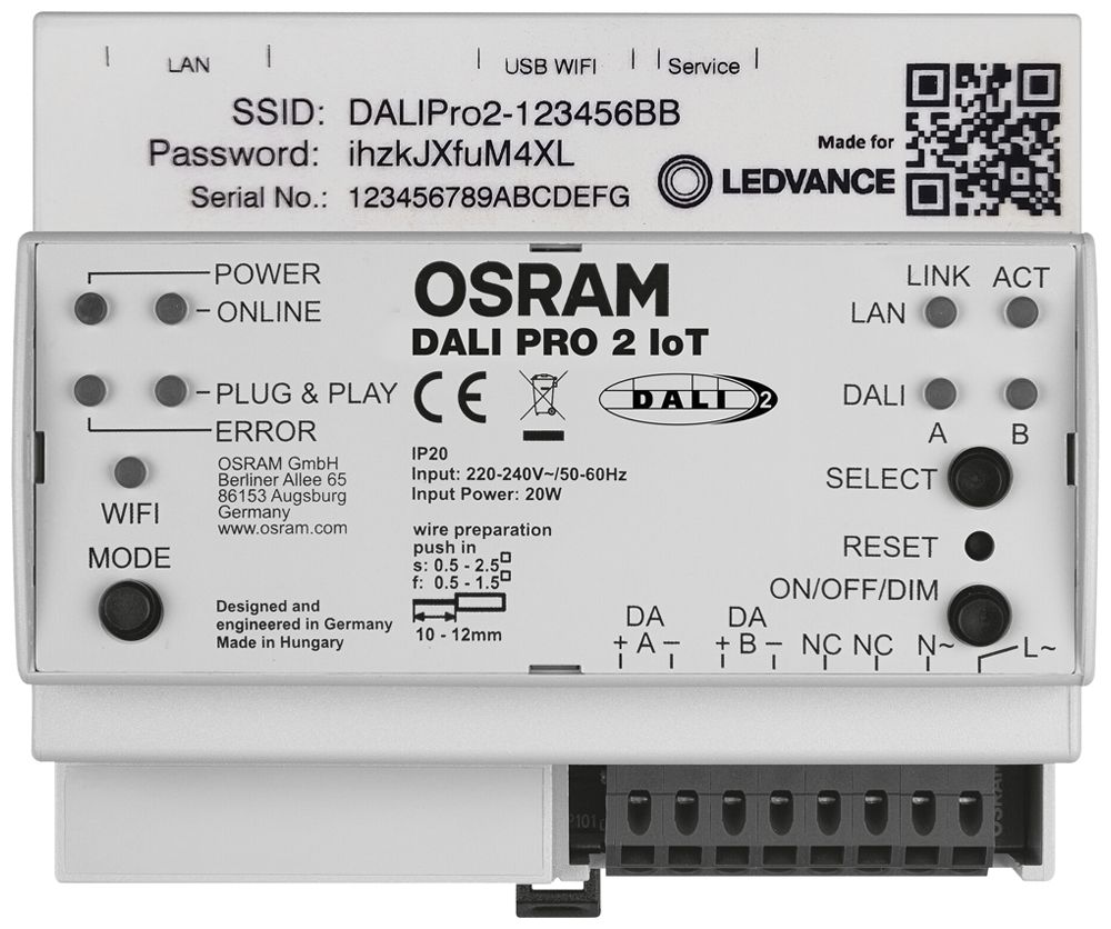 REG-Steuergerät LEDVANCE 230V DALI PRO 2 IoT 6TE 106×91×62mm weiss