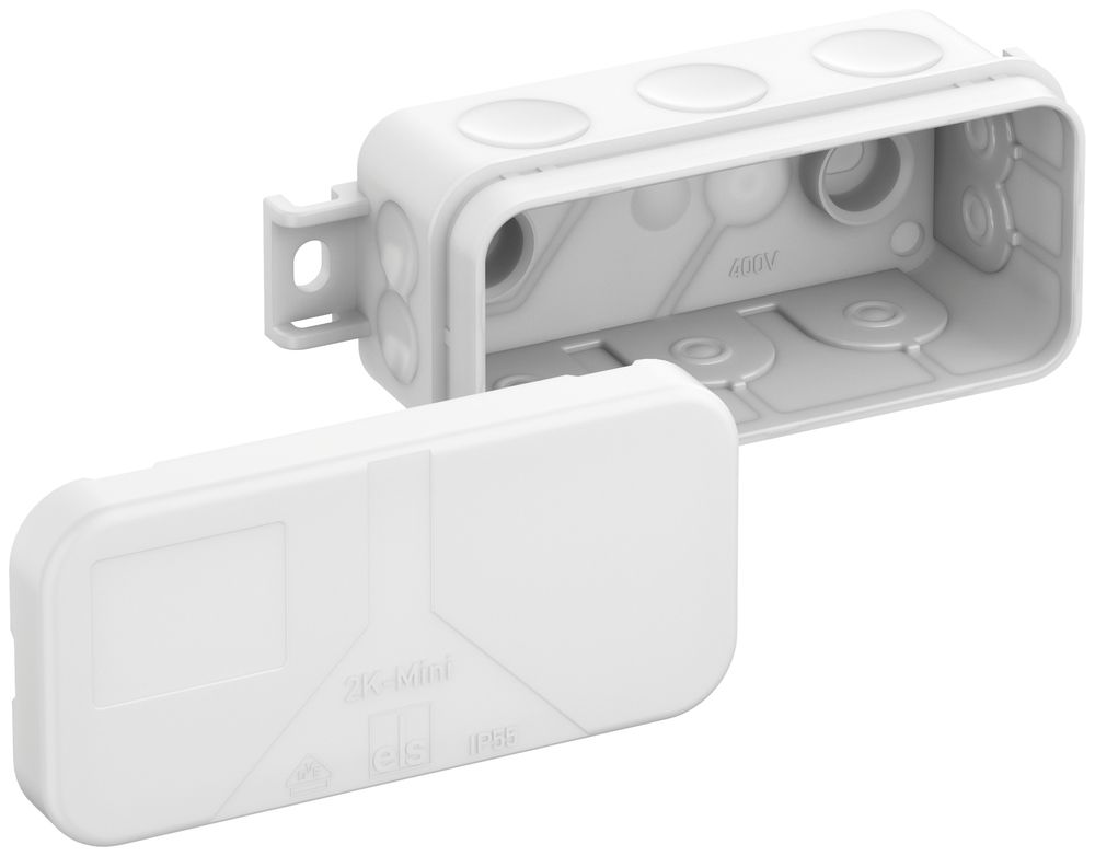 AP-Abzweigdose 2K-Mini AB-L/w 89×43×38mm, IP55, weiss