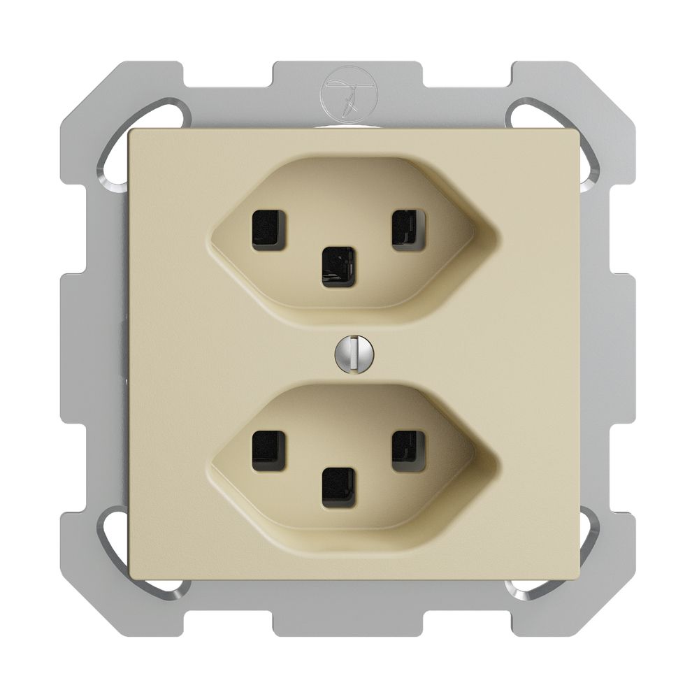 UP-Steckdose 2×T23 16A EDIZIOdue vanille, mit Steckklemmen
