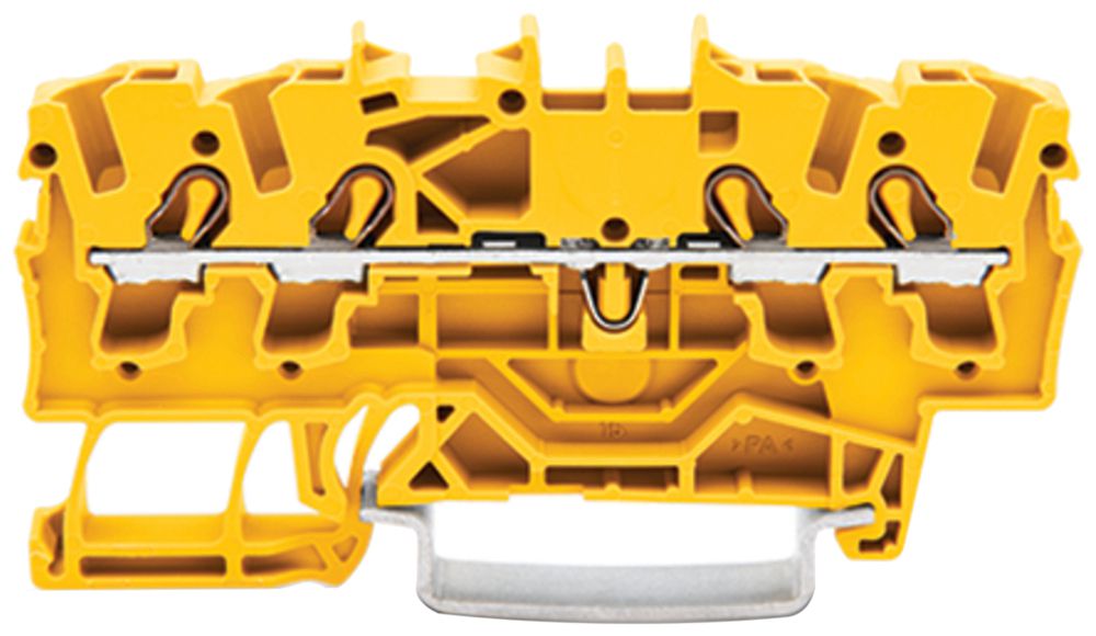 Borne de passage joignable WAGO TOPJOB S 2.5mm² 24A 800V Push-in 4×1 TH35 jaune