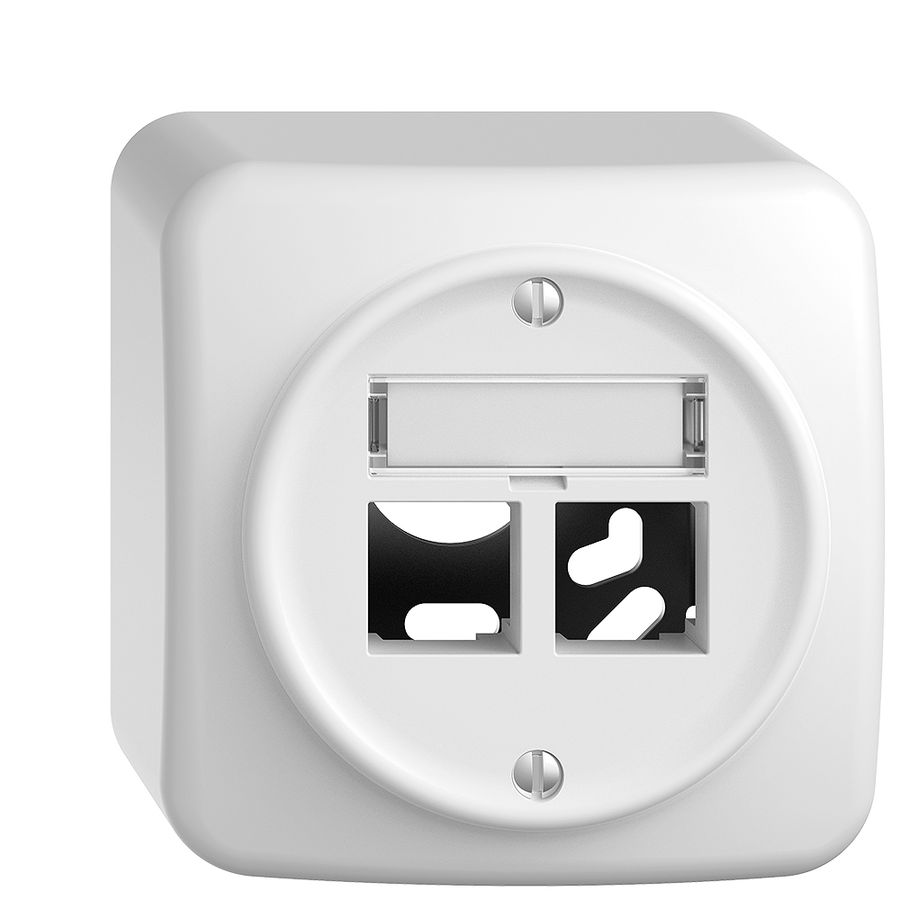Kit di montaggio AP S-One STANDARDdue QX per 2×RJ45 diritto, bianco