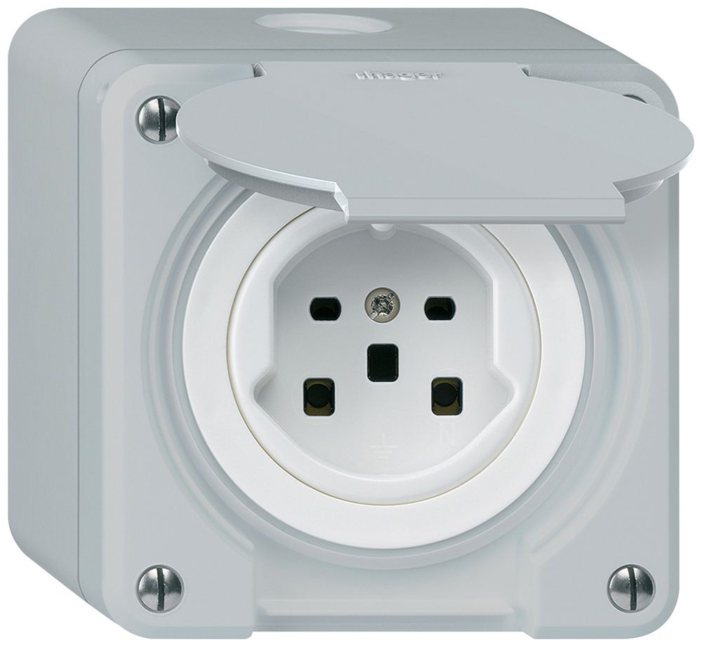 AP-Steckdose robusto Typ 25 grau