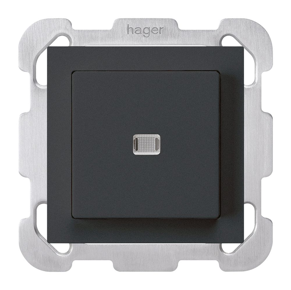 UP-Leuchttaster kallysto ARK 2L schwarz mit Befestigungsplatte