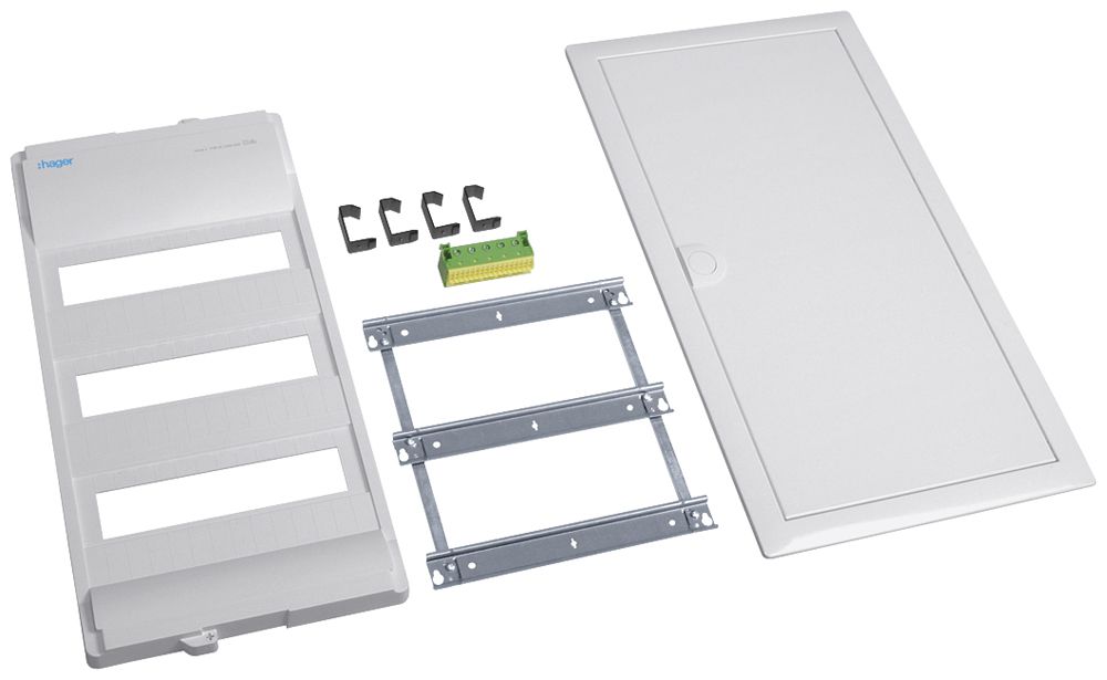 Ausbaupaket Hager volta mit Rahmen/Tür 3-reihig