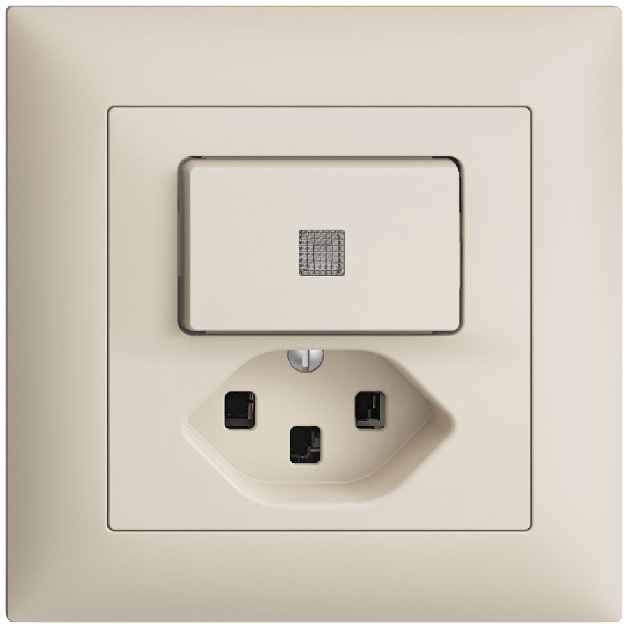 UP-Leuchtkombination A-R/1L+T23 crema, LS EDIZIOdue mit Linse, LED gelb