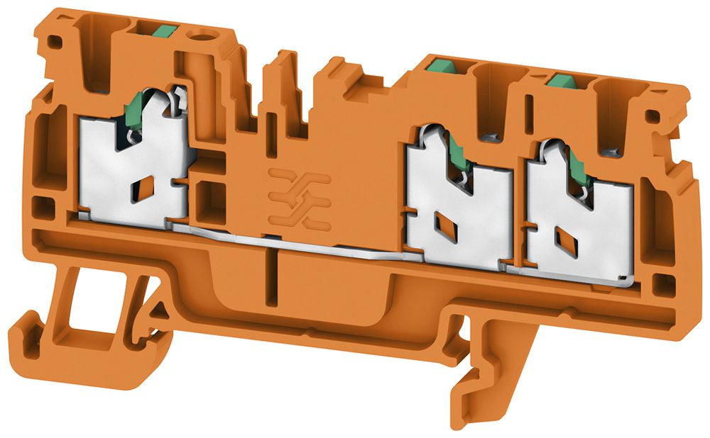 Borne de passage joignable S3C 2.5 OR 2.5mm²24A 800V SNAP IN 3×1 DIN35 orange