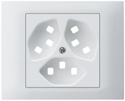 EB-Frontset kallysto f.Einbausteckdose G3 3×Typ 23 Abdeckrahmen schraubbar weiss