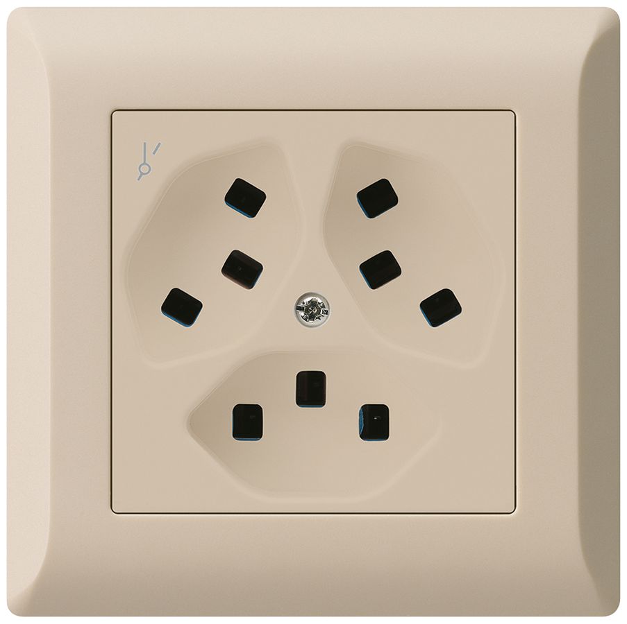 UP-Steckdose Hager kallysto.line 3×T23 1×S C beige