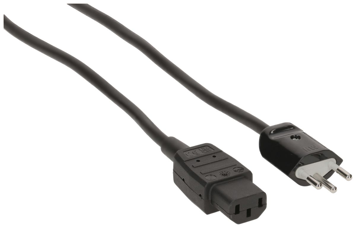 Apparatekabel MAX HAURI Td 3×1mm² 2m schwarz Stecker T12/C13