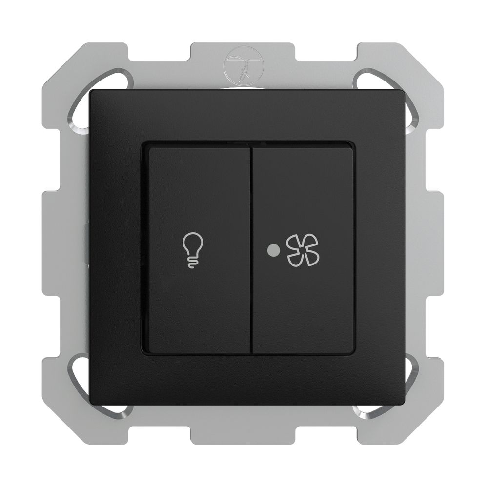 Interruttore INC per luce e ventilaz. EDIZIOdue nero LED giallo