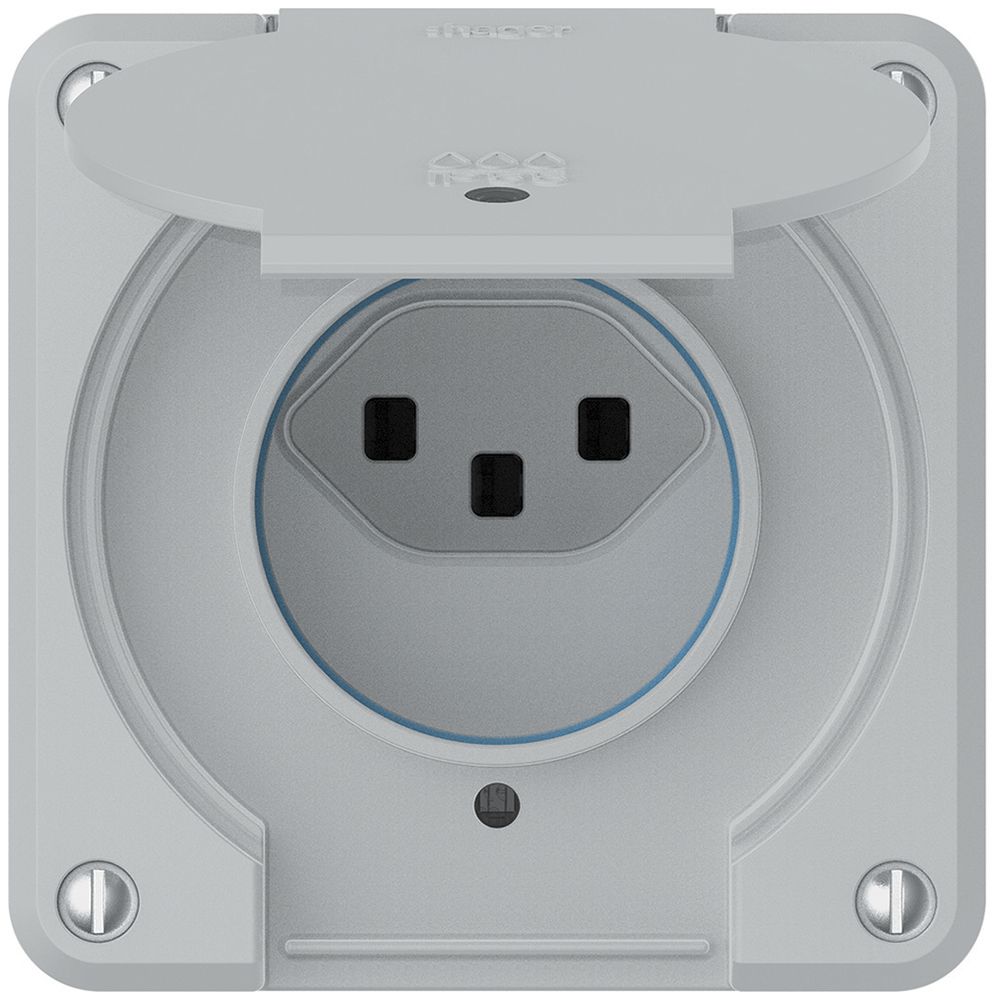 Steckdose robusto 1×Typ 23 beleuchtet IP55 hellgrau