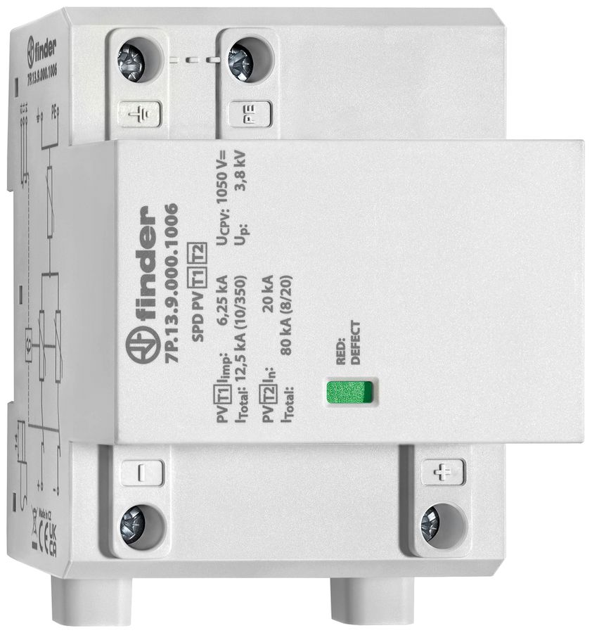 Parasurtension FINDER 7P.13 type 1+2 1050VDC 6.25kA 3.8kV 3UM